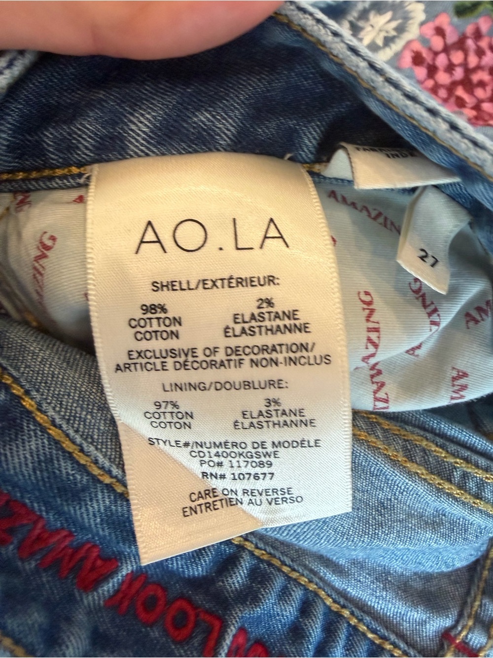 Alice+Olivia Floral Embroidered Denim Blue Denim Shorts Size 27 - Picture 3 of 4